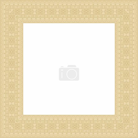 Illustration for Vector gold square Yakut ornament. An endless rectangular border, a frame of the northern peoples of the Far East. - Royalty Free Image