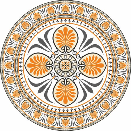 Illustration for V round ornament. Classical circle of the Eastern Roman Empire, Greece. Pattern motifs of Constantinople - Royalty Free Image