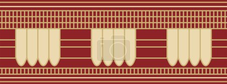 Ilustración de Vector antiguo adorno dorado y rojo egipcio sin costuras. Frontera étnica nacional sin fin, marco - Imagen libre de derechos