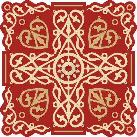 Vektor rotes nationales Jakut Amulett, Dekoration. Ethnische Zierde der Völker Sibiriens, des Hohen Nordens, der Tundra