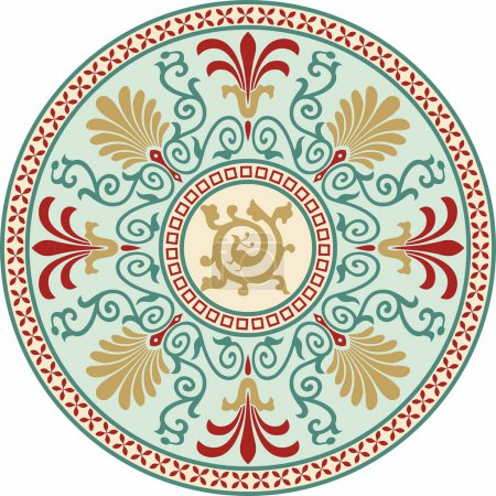 Illustration for Round ornament. Classical circle of the Eastern Roman Empire, Greece. Pattern motifs of Constantinople - Royalty Free Image