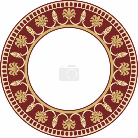 Ilustración de Vector redondo rojo y oro ornamento nacional persa. Círculo, marco, patrón étnico fronterizo de la civilización iraní - Imagen libre de derechos