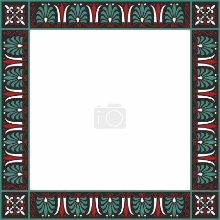 Illustration for Vector colored square classical Greek ornament. European ornament. Border, frame Ancient Greece, Roman Empire - Royalty Free Image