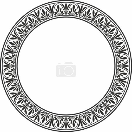 Illustration for Vector black monochrome round classic greek meander ornament. Pattern, circle of Ancient Greece. Border, frame, ring of the Roman Empire - Royalty Free Image