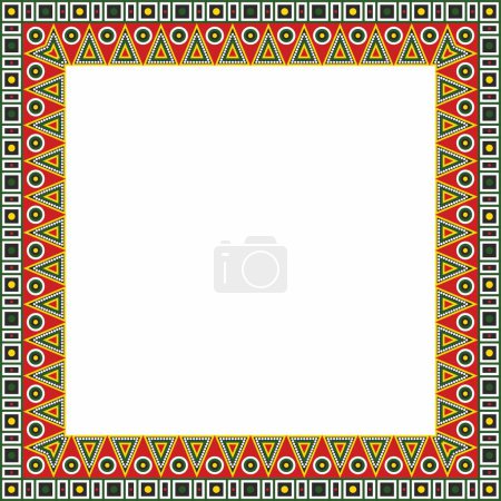Vector full color Native American folk ornament. Square border, frame of the peoples of America, Aztec, Incas, Maya
