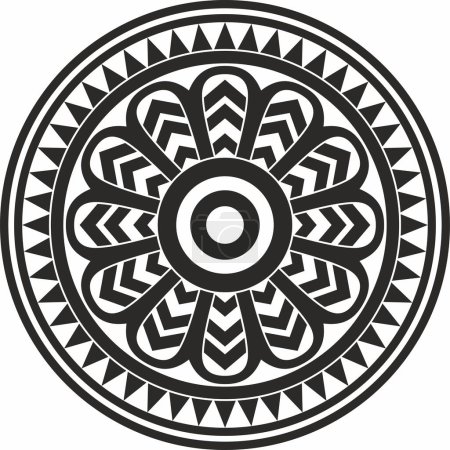 Illustration for Vector black monochrome round ancient persian ornament. National Iranian circle of ancient civilization. Baghda - Royalty Free Image