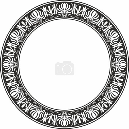 Illustration for Vector monochrome black round classic greek ornament. European ornament. Border, frame, circle, ring Ancient Greece, Roman Empire - Royalty Free Image