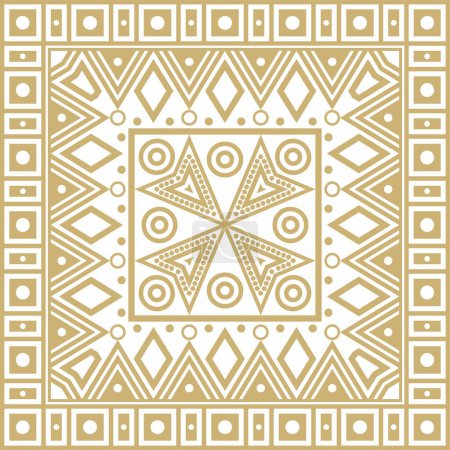 Vector gold native american folk ornament. Square pattern, scarf of the peoples of America, Aztec, Incas, Maya