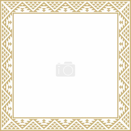 Vektor goldene quadratische nationale indische Muster. Nationale ethnische Ornamente, Grenzen, Rahmen. Farbige Dekorationen der Völker Südamerikas, der Maya, Inka, Azteken.