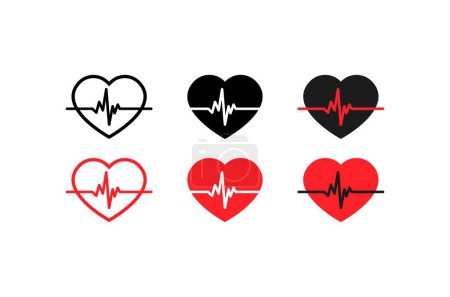 Illustration for Heartbeat. Flat, colored, pulse icons, track heartbeat, measure heart rate. Vector icons. - Royalty Free Image
