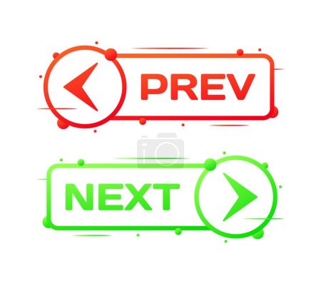 Prev and next buttons. Flat, color, prev button, next button. Vector icons