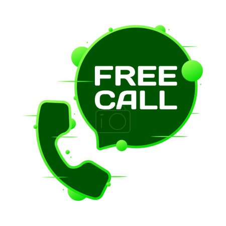 Free call sign. Flat, green, telephone icon, free call, telephone sign. Vector icon