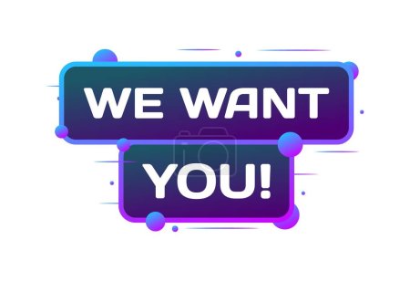 Illustration for We want you sign. Flat, purple, we want you, job search, we want you sign. Vector icon - Royalty Free Image