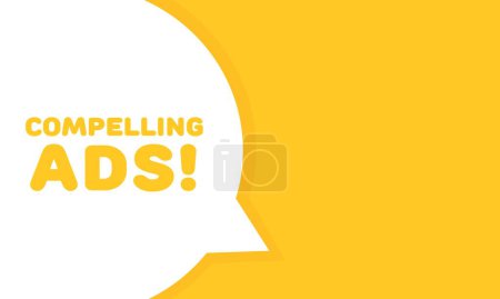 Illustration for Compelling ads bubble. Flat, yellow, compelling ads, message bubble. Vector illustration - Royalty Free Image