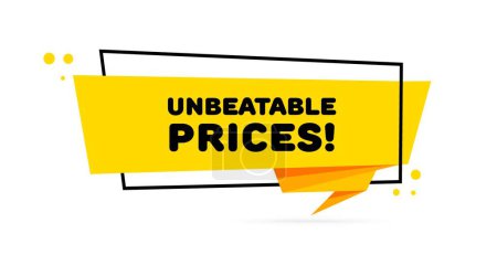 Illustration for Unbeatable prices sign. Flat, yellow, lightning sign, unbeatable prices sign, unbeatable icon. Vector icon - Royalty Free Image