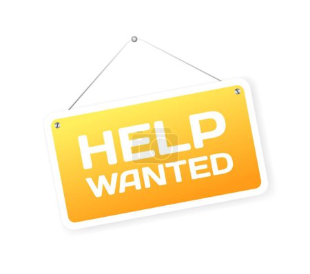 Help wanted sign. Flat, yellow, help wanted sign, sign with text. Vector icons