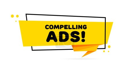 Illustration for Compelling ads sign. Flat, yellow, lightning-shaped sign, compelling ads sign. Vector icon - Royalty Free Image