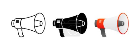Megaphone icon set. Different styles. Vector icons