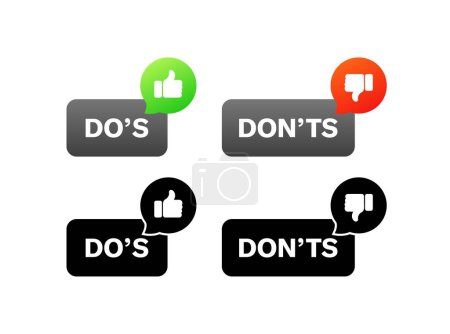 Illustration for Do's and don'ts icons. Like and dislike. Vector icons - Royalty Free Image