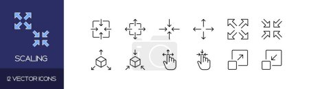 Ilustración de Conjunto de iconos de escala. Estilo lineal. Iconos vectoriales - Imagen libre de derechos
