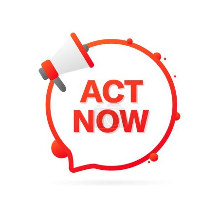 Act now bubble. Flat style. Vector icon