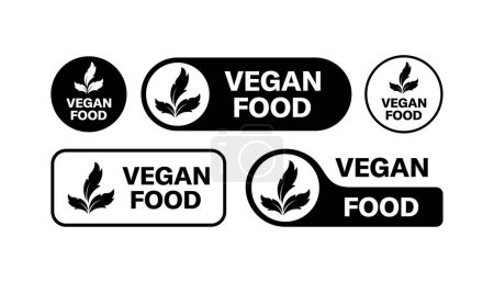Vegan food icon set. Green vegan food banners. Silhouette style. Vector icons