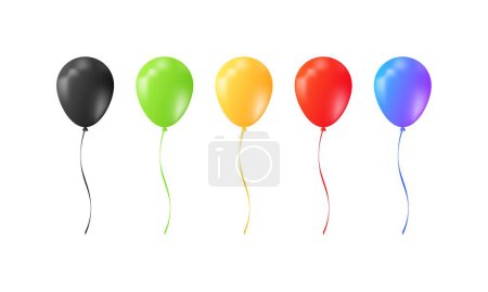 Téléchargez les illustrations : Ensemble d'icônes de ballons d'hélium. Style plat. Icônes vectorielles - en licence libre de droit