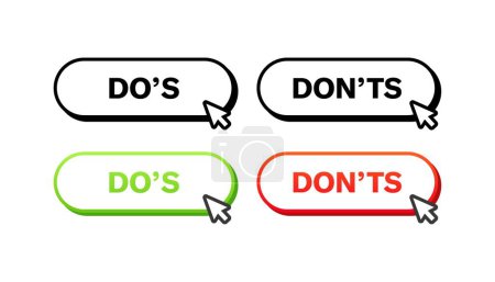 Illustration for Do's and don'ts buttons. Linear and flat style. Vector icons - Royalty Free Image