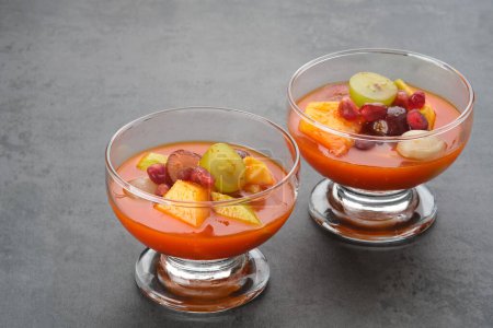 Asinan Buah (pickled fruit), Indonesian dessert made from preserved tropical fruits. Spicy, sweet and sour taste.