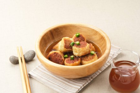 Photo for Gohyong or Ngo Hiang, made from minced chicken with flour, served with sour sauce - Royalty Free Image