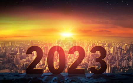 Téléchargez les photos : Nouvel An 2023. Contexte de la ville - en image libre de droit