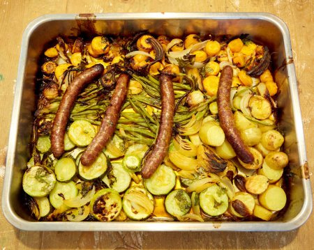 Roasted Vegetables and Sausage in a Pan