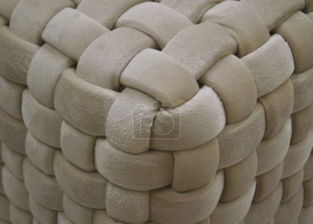 Asiento de puf tejido a mano, con mechón y trenzado con alta resolución