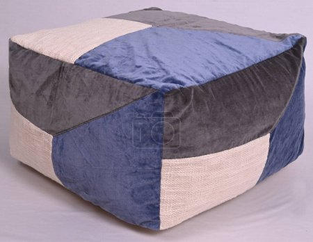 Hand Woven, tufted and braided Pouf seat with high resolution