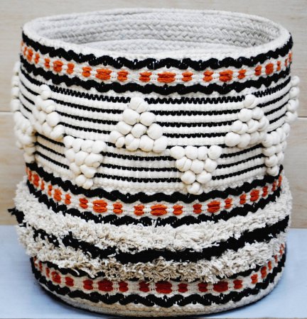 Hand Woven, tufted, and braided Baskets with high-resolution