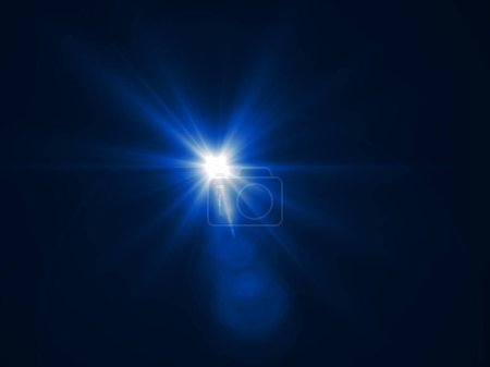 fondo de efecto sunburst azul, luz de destello de lente azul sobre fondo negro o efecto de luz de destello de lente sobre fondo negro.Fácil de agregar superposición o filtro de pantalla sobre fotos