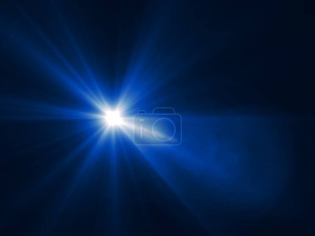 fondo de efecto sunburst azul, luz de destello de lente azul sobre fondo negro o efecto de luz de destello de lente sobre fondo negro.Fácil de agregar superposición o filtro de pantalla sobre fotos