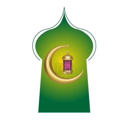 Illustration for Ramadan islamic lantern (fanous) transparent png or isolated on white background. Arabic decoration lamp png or Arabic decoration lamp border or poster design element. - Royalty Free Image