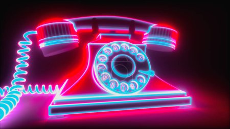 Foto de Un teléfono brillante rojo neón (representación 3d) - Imagen libre de derechos