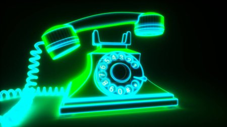 Foto de Un teléfono brillante verde neón (representación 3d) - Imagen libre de derechos