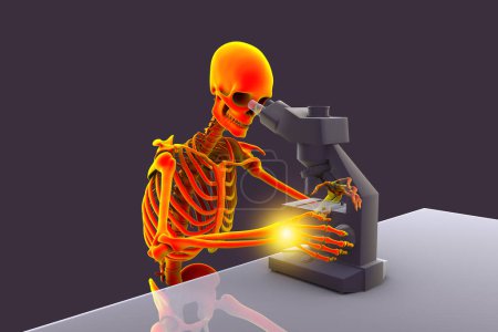 Téléchargez les photos : "Work-related skeletal disorders in laboratory workers, conceptual 3D illustration". Douleur à la main chez le travailleur de laboratoire - en image libre de droit