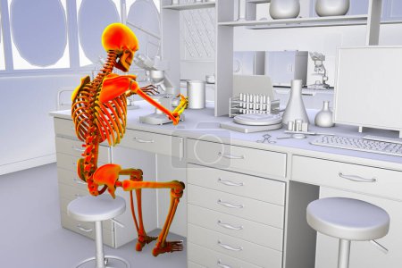 Work-related skeletal disorders in laboratory workers, conceptual 3D illustration