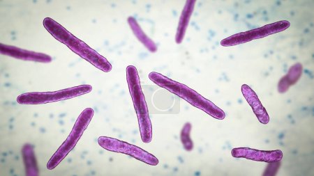 Foto de Bacterias Mycobacterium bovis, ilustración 3D. El agente causal de la tuberculosis en el ganado bovino, es el antepasado de la vacuna BCG contra la tuberculosis en humanos - Imagen libre de derechos