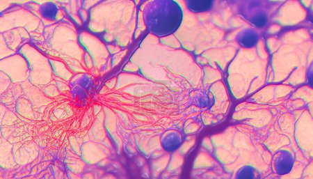 Foto de Neuronas, células cerebrales, red neuronal Ilustración científica en 3D - Imagen libre de derechos
