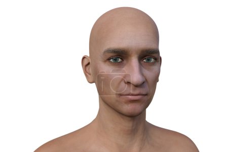 Photo for A lifelike 3D illustration of a middle age man's face, showcasing the intricate details and textural elements of aging skin - Royalty Free Image