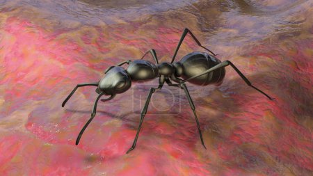 Photo for An ant, 3D illustration displaying its intricate body structure and unique features, close-up view - Royalty Free Image