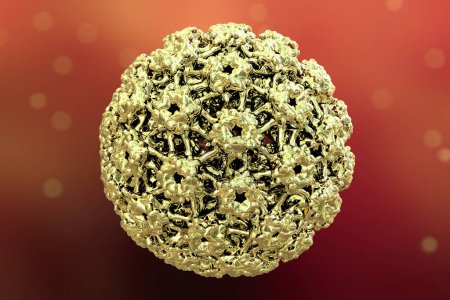 Photo for Human papillomavirus on colorful background, a virus which causes warts located mainly on hands and feet. Some strains infect genitals and can cause cervical cancer. 3D illustration - Royalty Free Image