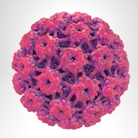 Photo for Human papillomavirus on lightl background, a virus which causes warts located mainly on hands and feet. Some strains infect genitals and can cause cervical cancer. 3D illustration - Royalty Free Image
