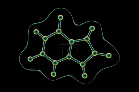 Photo for Molecular model of uric acid, a compound with clinical significance linked to gout and metabolic disorders, 3D illustration. - Royalty Free Image