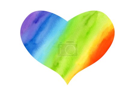 Photo for Radiant hand-drawn watercolor heart illustration in vibrant rainbow colors, symbolizing love, unity, and the beauty of diversity. - Royalty Free Image
